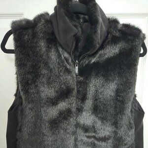 Faux Mink Vest Black with Faux suede interior